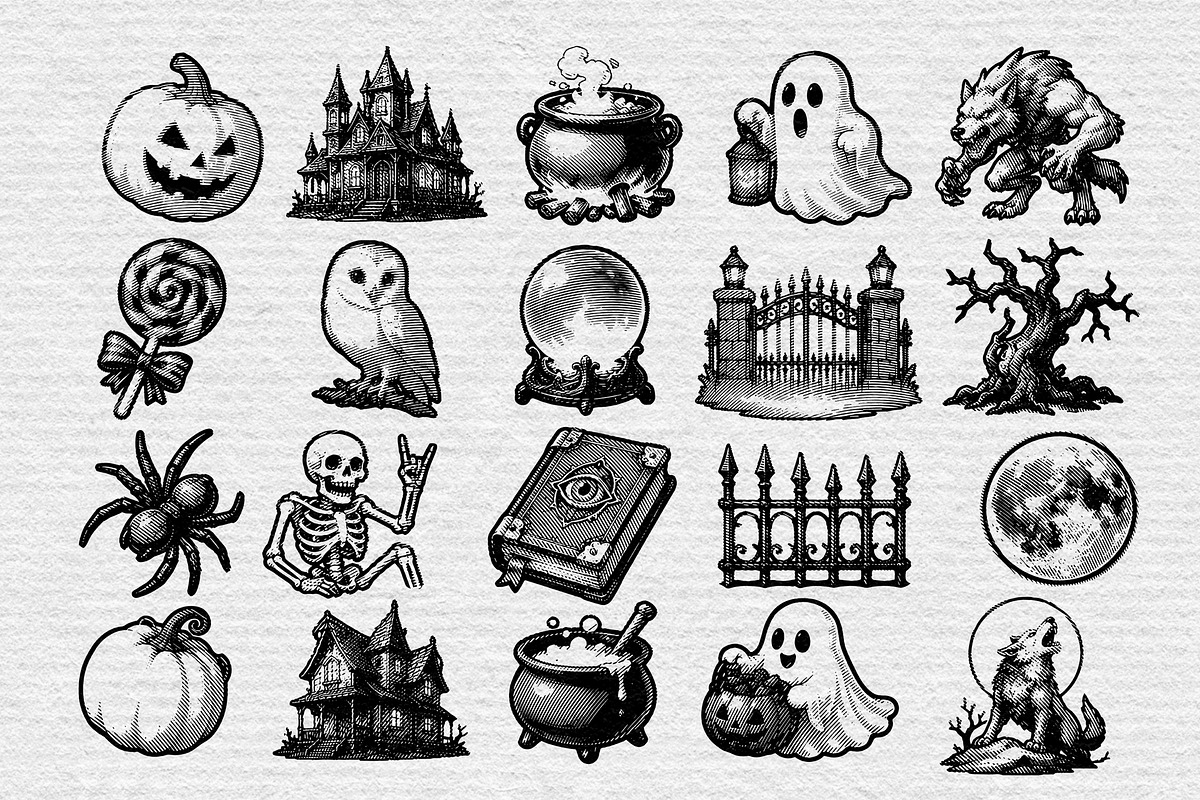 Halloween Vintage Engraving Vol.01, an Object Illustration by Alara Studio (Photo 2 of 5)