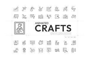 Animated Crafts Icons, an Outline Icon by Prosymbols