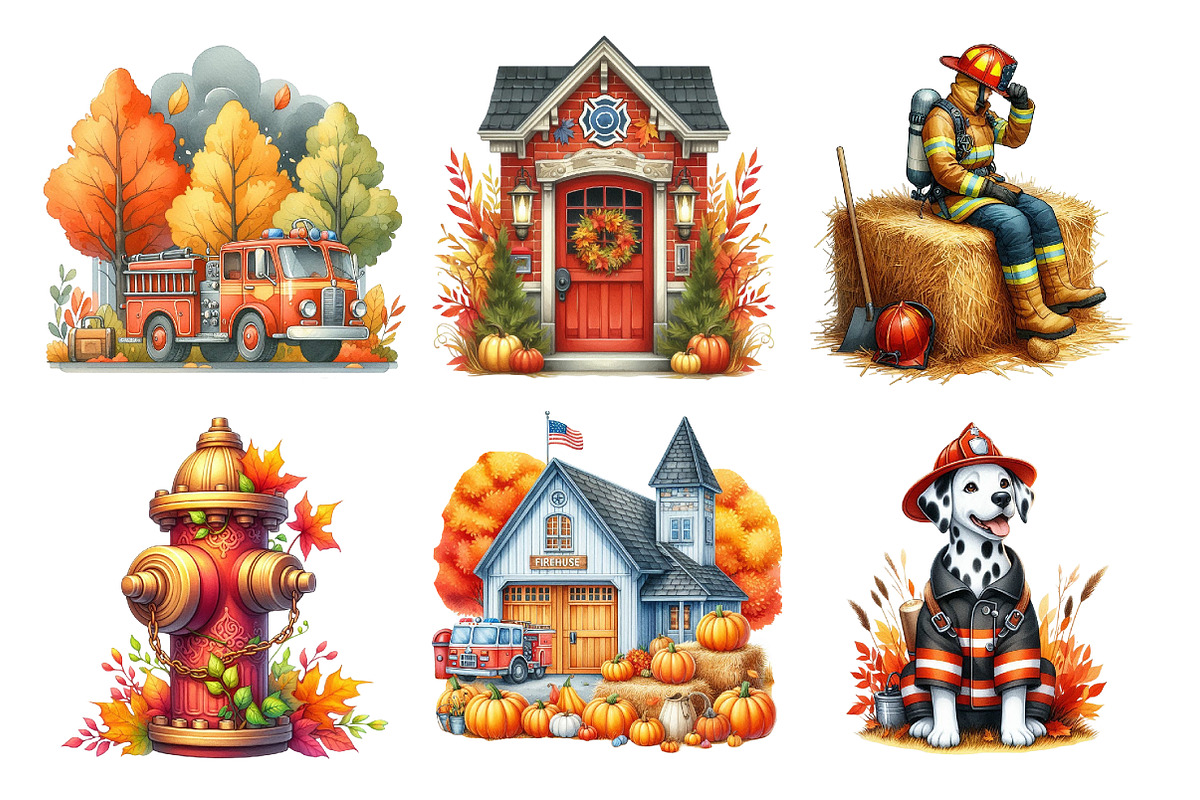 Autumn Firefighter Clipart, an Illustration by Daily.Designs (Photo 3 of 5)