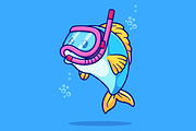 Cute Fish Diver Snorkeling In Ocean, an Animal Illustration by Catalyst Labs (Thumbnail 1 of 3)