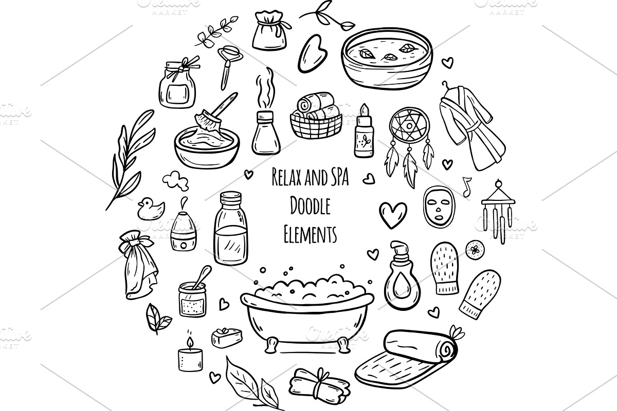 Playful Bathroom Doodle Items, an Object Illustration by Voodz_shop