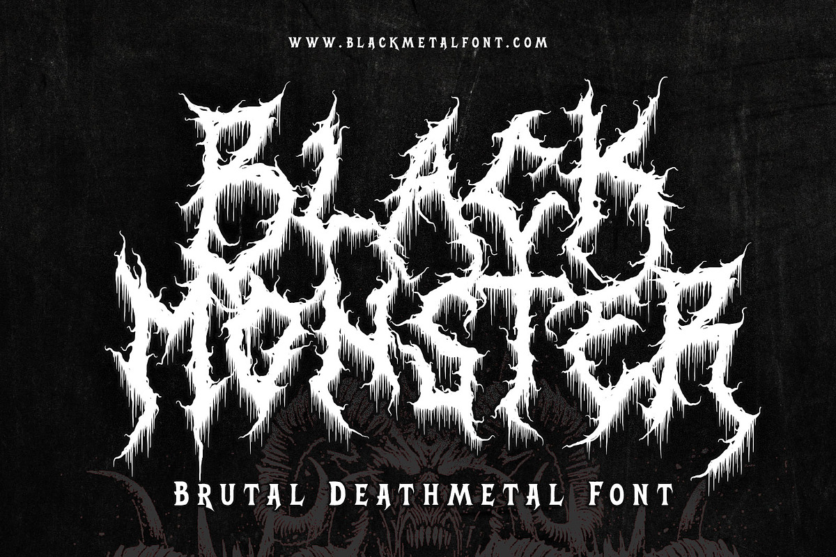 Black Monster Black Metal Font, a Blackletter Font by Blackmetalfont (Photo 1 of 6)