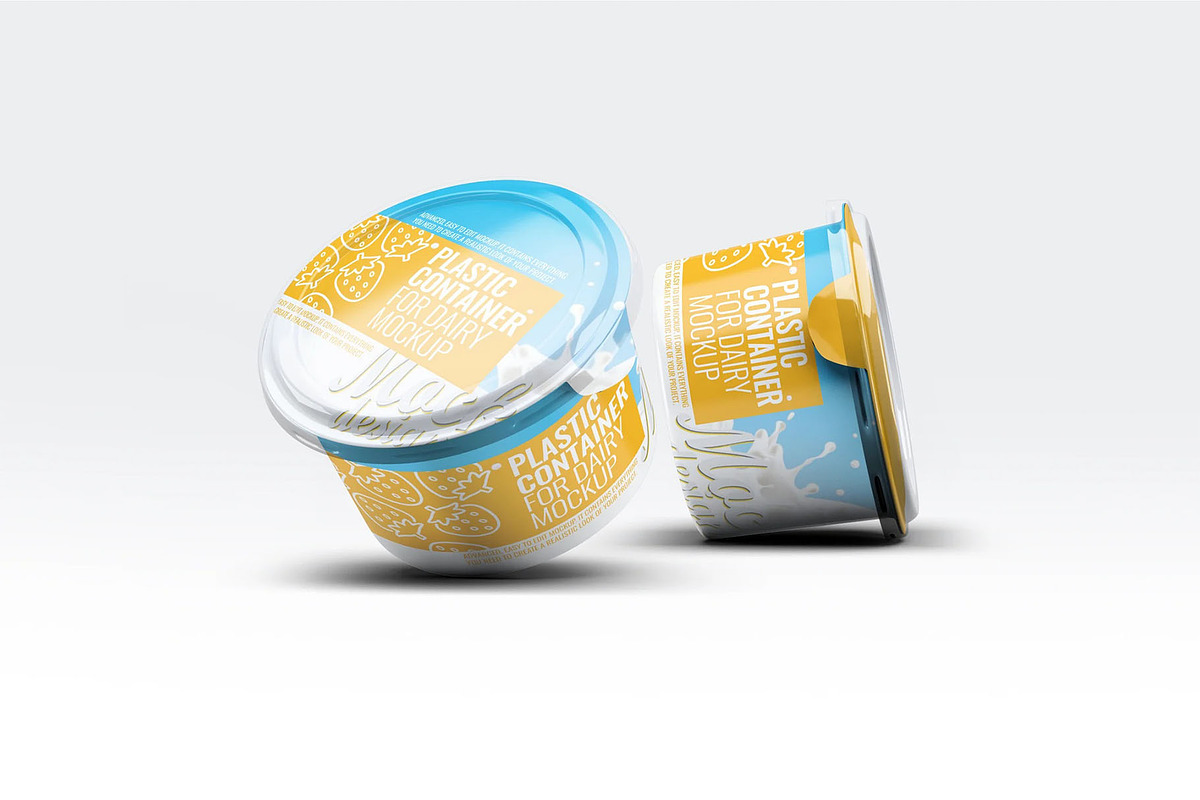 Plastic Container for Dairy Mock-Up, a Packaging Mockup by Se٧enStudio (Photo 4 of 8)
