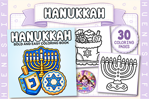 Hanukkah Coloring Book, a Seasonal Illustration by HueNestify