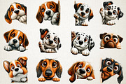 Whimsical Peeking Dog Clipart Set, a Seasonal Illustration by RobertsArt (Thumbnail 3 of 7)