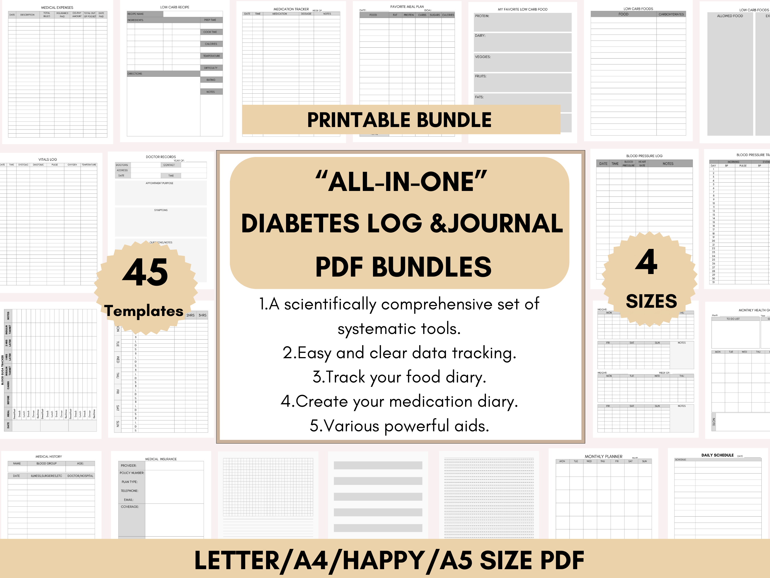 Blood Sugar Logblood Sugar Tracker by La Design  Creative Market