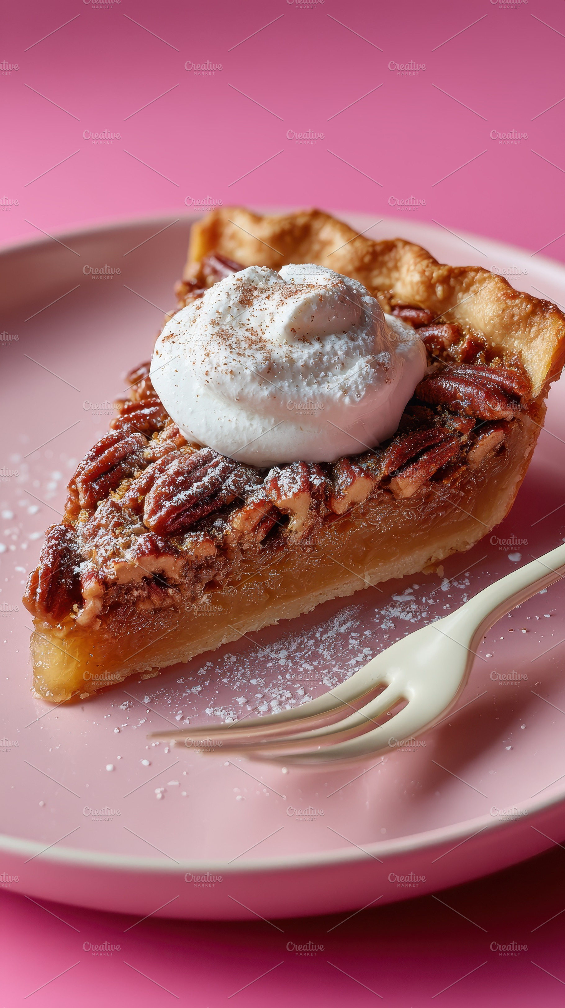 Delicious Pecan Pie Slice Whipped Cr, a Photo by Pixeness Studio