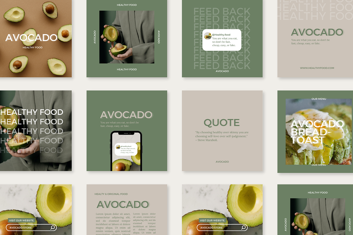 Avocado Canva Template, a Social Media Template by Moodwave Studio (Photo 4 of 10)