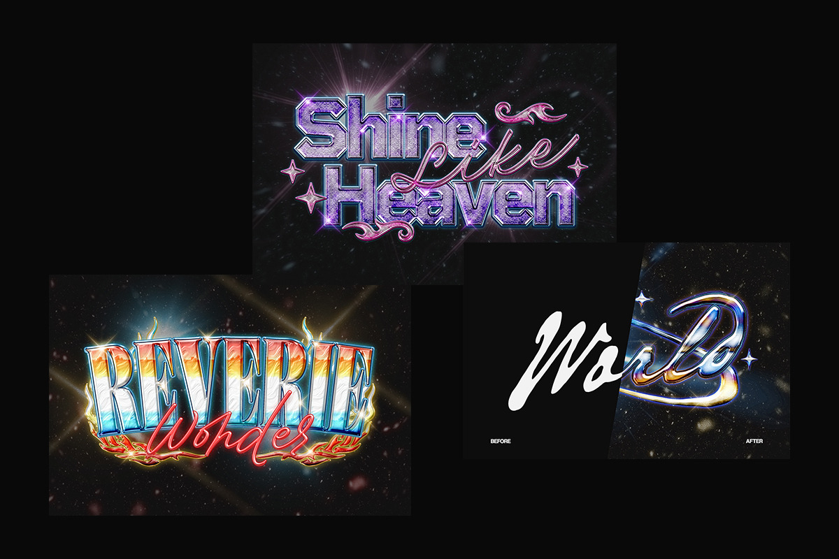 Y2K Chrome Metal Text Effect, a Layer Style Add-On by Matsero (Photo 2 of 4)
