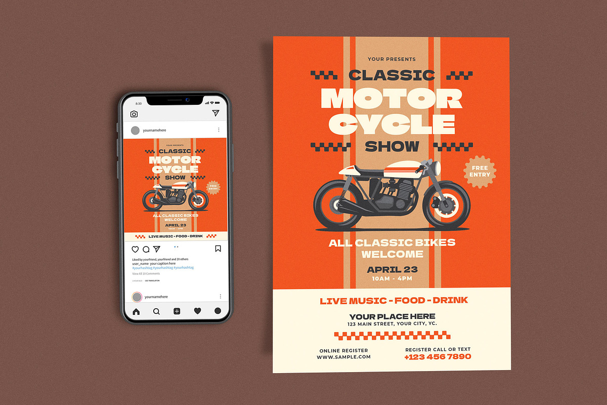 Classic Motorcycle Orange, a Flyer Template by Me55enjah Design (Photo 1 of 4)