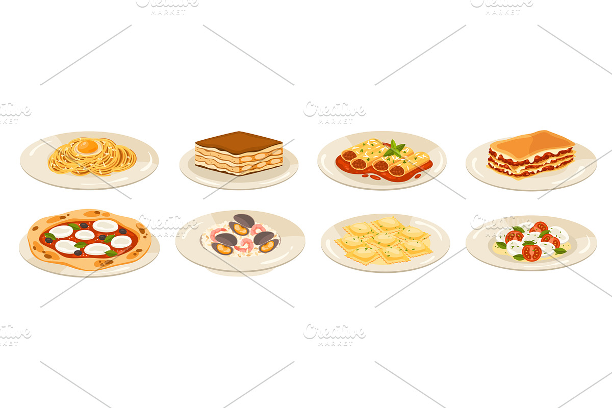 Italian cuisine dishes, a Food Illustration by winwin.art