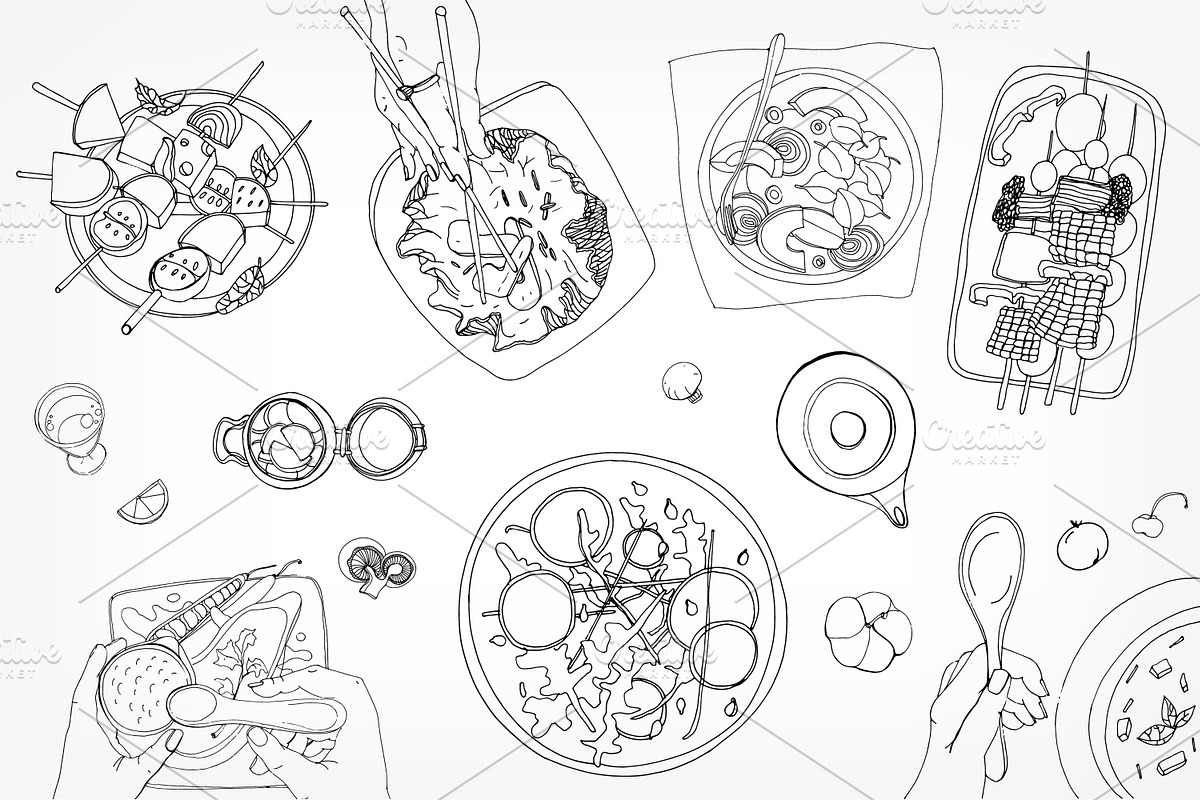 Festive vegetarian table, hand drawn, a Food Illustration by Good Studio (Photo 2 of 4)