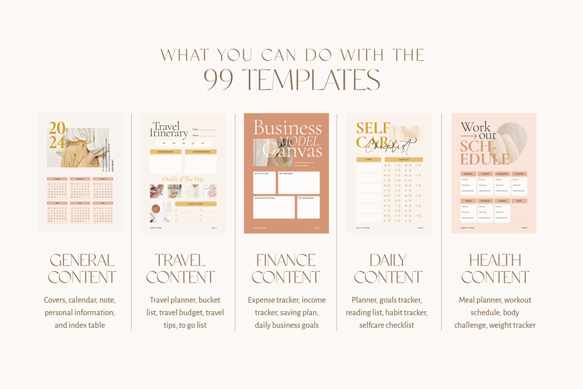 SALE 2024 Planner & Journal CANVA PS, a Magazine Template by Eviory (Photo 3 of 27)
