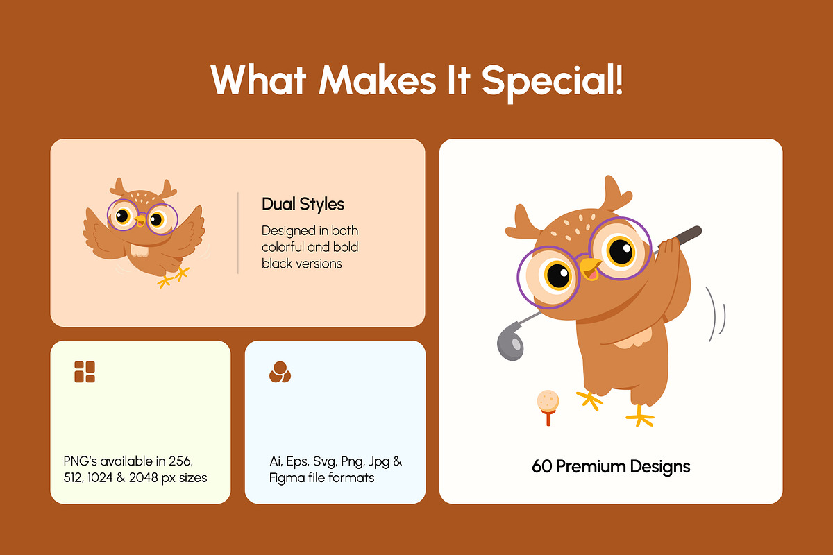 60 Owl Characters Illustration, an Animal Illustration by Brickclay (Photo 2 of 12)