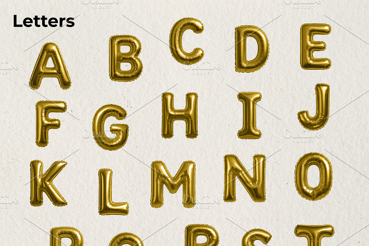 Gold Foil Alphabet Balloon Pack, an Object Graphic by Bold Leap Creative (Photo 2 of 6)