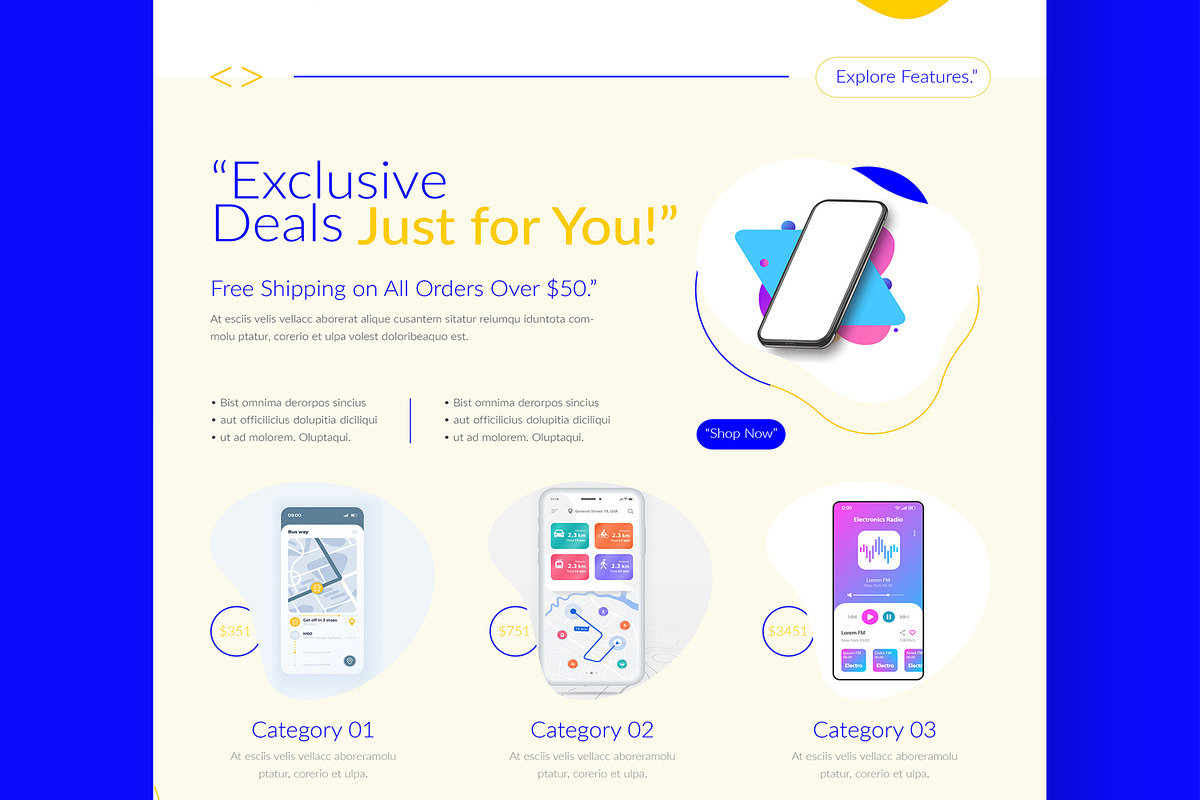 Ecommerce Landing Page, an UI Kit Template by CreativeShaper (Photo 3 of 6)
