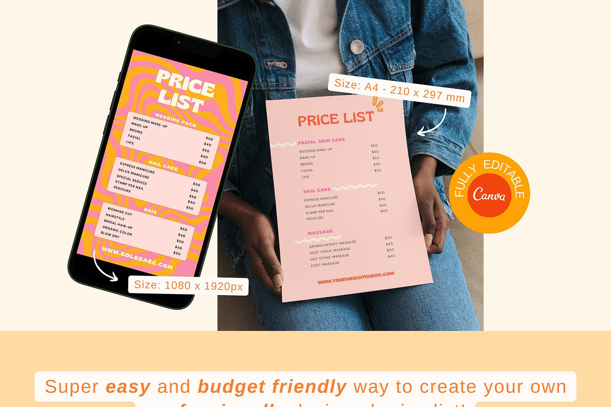 Bold Retro Price List Templates, a Stationery Template by Hell Yeah Designs (Photo 3 of 5)