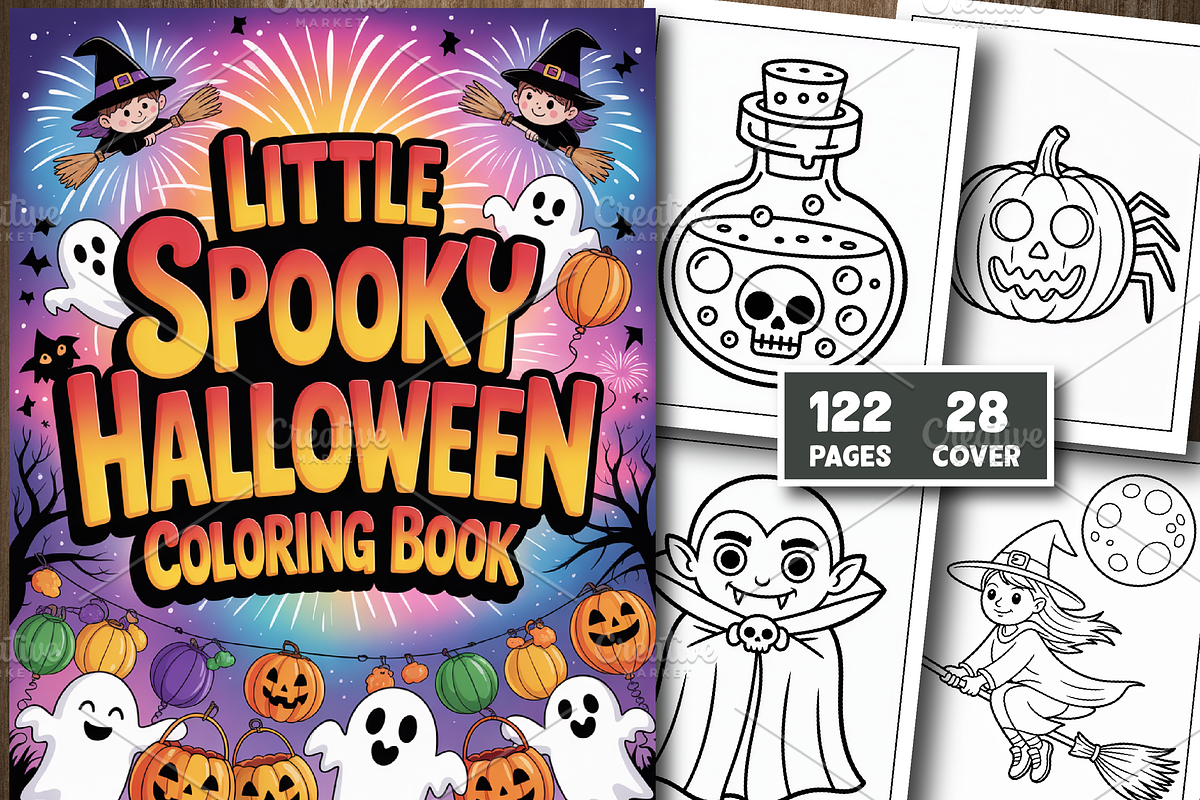 Little Spooky Halloween Coloring, a Seasonal Illustration by Design Station (Photo 1 of 5)