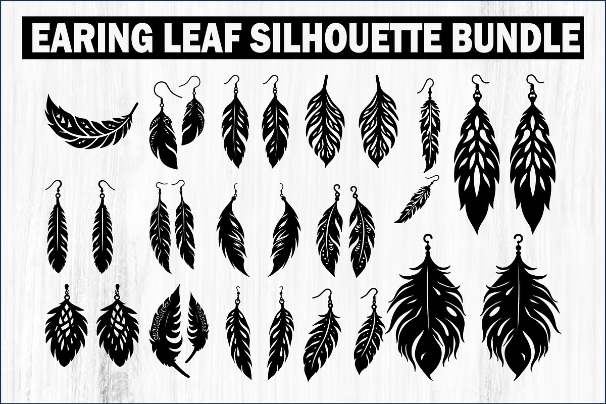 Leaf Earring Silhouette Bundle, an Object Graphic by balal (Photo 1 of 15)
