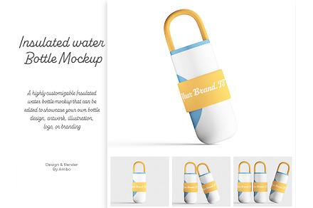 Insulated water bottle mockup bundle