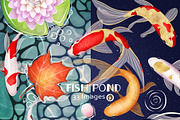 Koi Pond elements PNG clip-art Set, an Animal Illustration by Art by Angele G (Thumbnail 1 of 6)