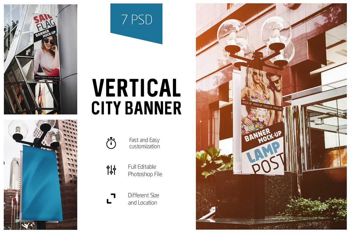 Vertical City Banner Mock-Up, a Print Template by Dikarte.Store (Photo 1 of 6)