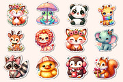Cute Animals Stickers Clipart Bundle, an Illustration by Dream Creation (Thumbnail 4 of 5)