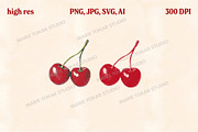 Retro Cherry Illustrations PNG & SVG, an Object Graphic by Marie T (Thumbnail 6 of 12)