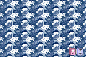 Japanese Wave Pattern, a Pattern Graphic by MISS CHATZ