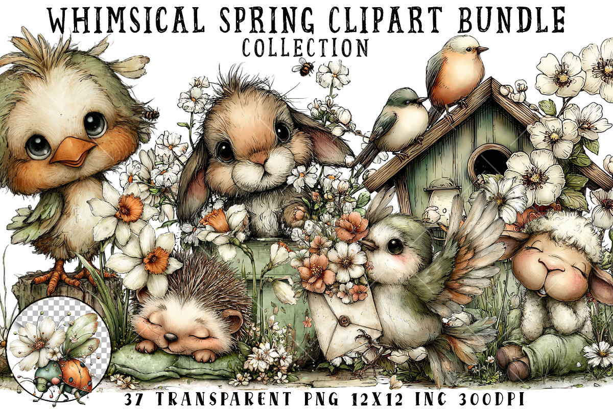 Whimsical Spring Clipart Bundle, an Illustration by OK Design (Photo 1 of 6)