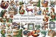 Nordic Summer Element Clipart, an Illustration by Libby Wishes (Thumbnail 1 of 6)