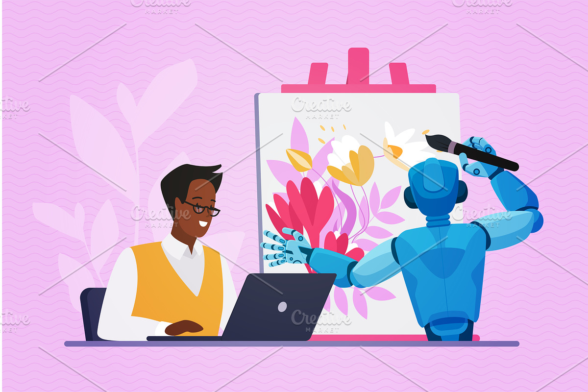 Creation visual content ai digital, a Technology Illustration by Lemberg Vector