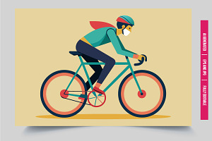 Cyclist helmet face mask, an Illustration by Tanuart