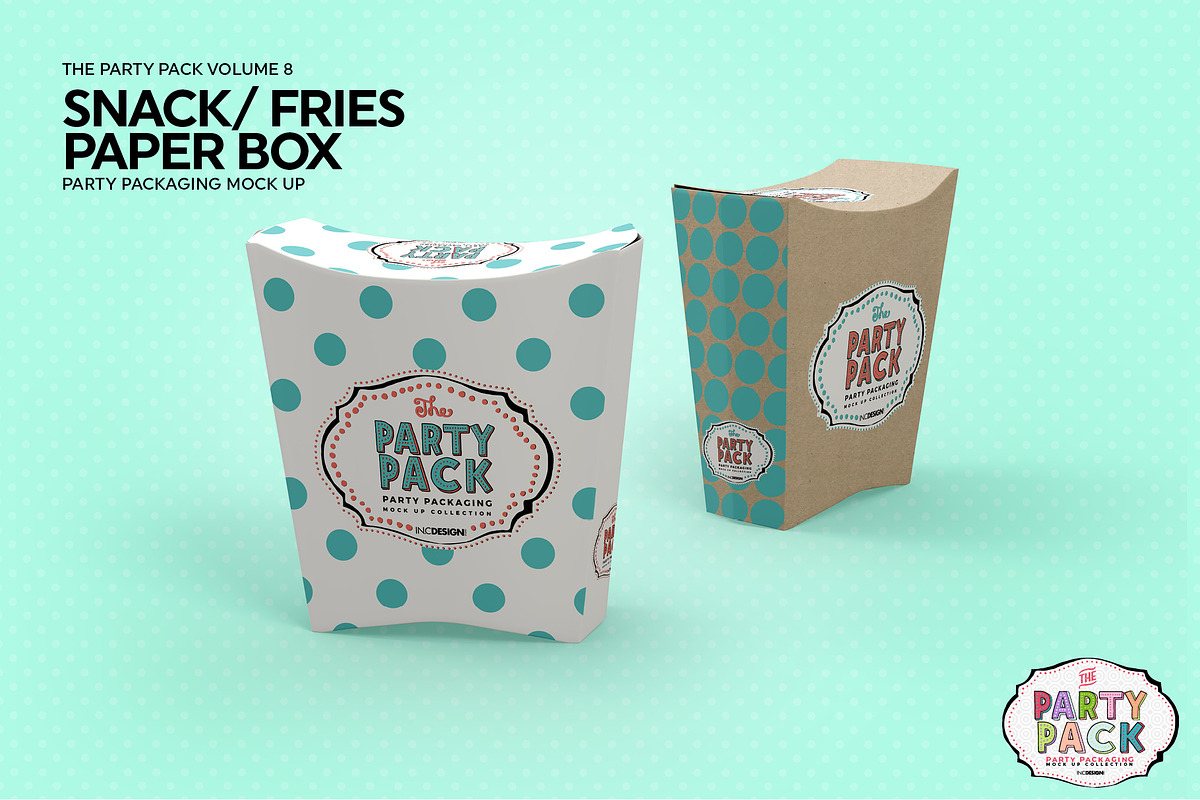 Party Snack or Fries PaperBox Mockup, a Cups & Container Mockup by INCDesign (Photo 6 of 7)