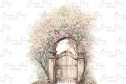 Watercolor Garden Gates Clipart, an Object Illustration by BusyDaydesign (Thumbnail 7 of 8)