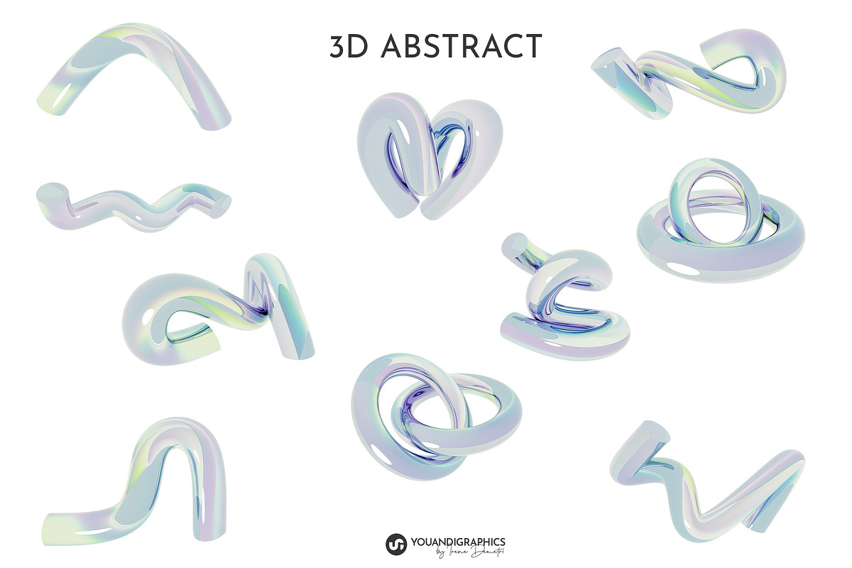 Glossy Abstract 3D Rendered Shapes, a Background Graphic by Youandigraphics (Photo 9 of 13)