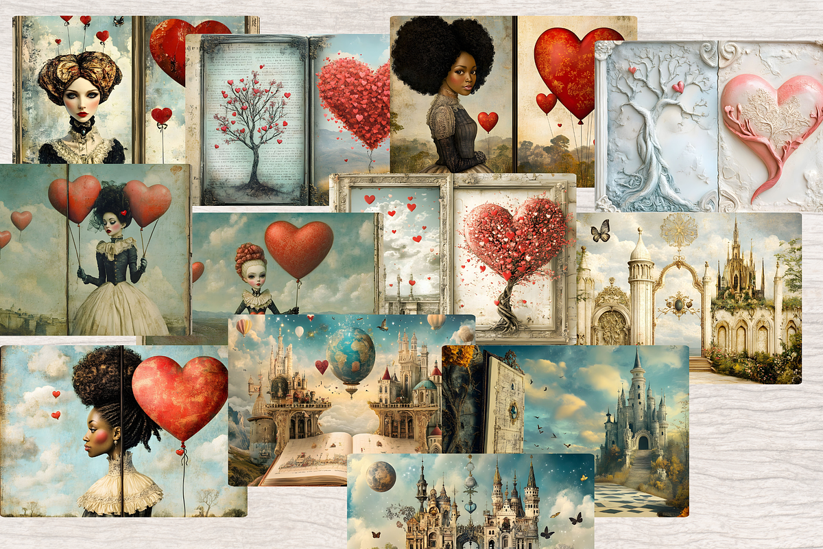 SURREAL VALENTINE JUNK JOURNAL KIT, a Seasonal Illustration by Daring Digies (Photo 6 of 7)