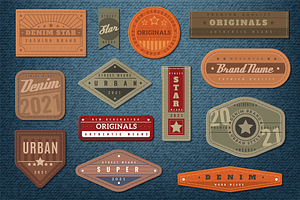 Denim Labels. Graphic Leather Badge