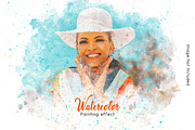 Watercolor painting photo effect, a Layer Style Add-On by Pixel Gallery (Thumbnail 2 of 3)