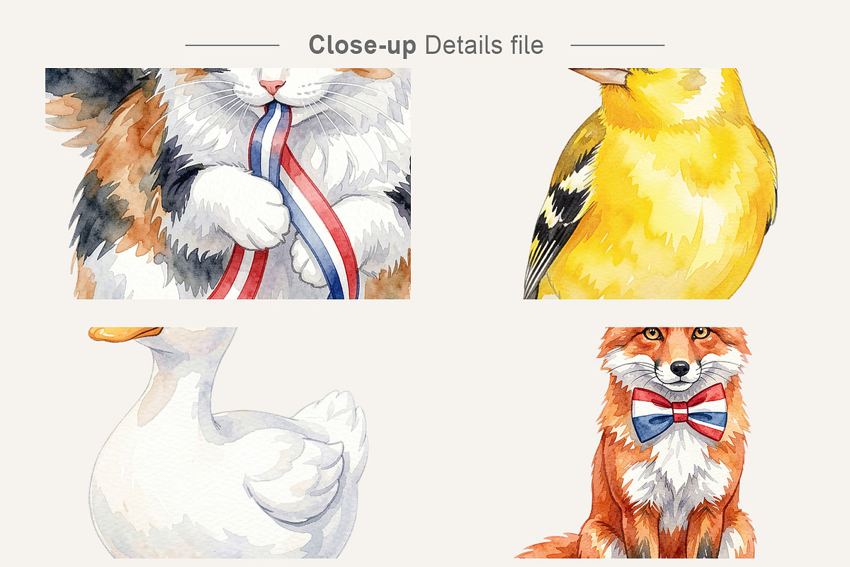 Patriotic Watercolor Animals, an Illustration by Artnoy (Photo 4 of 8)