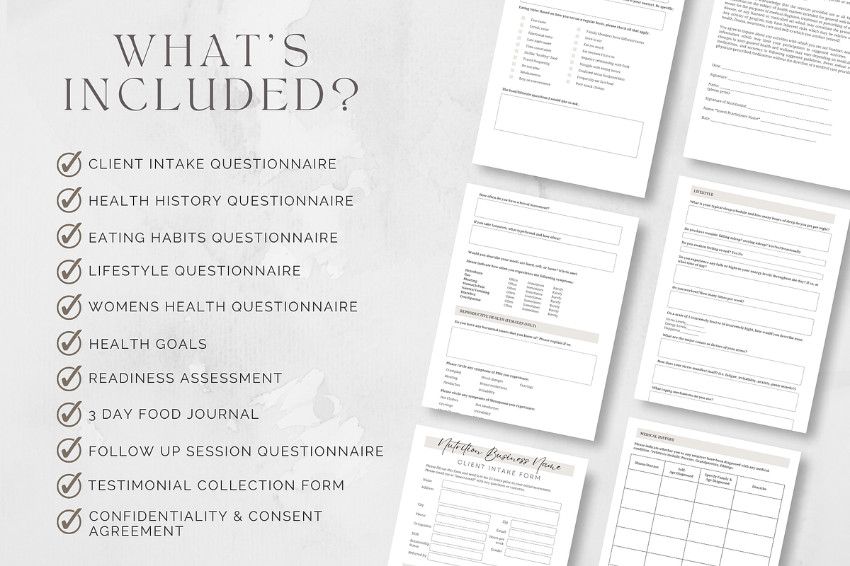 Nutrition Coach Client Intake Forms