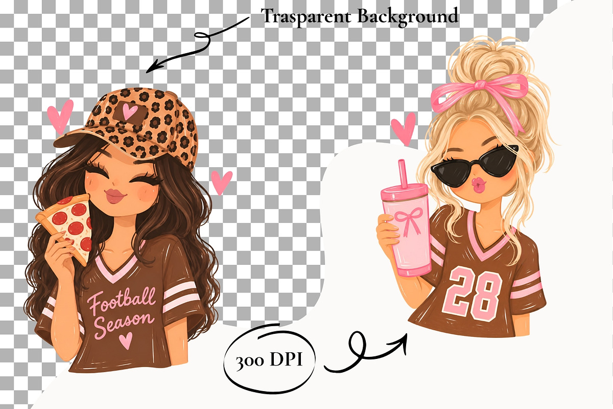 Girly American Football Season PNG, a Sport Illustration by SugarCloudStudioArt (Photo 2 of 6)