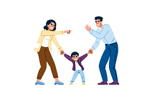 visitation divorce kid debate vector, a Person Illustration by pikepicture