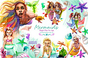 Watercolor Mermaid PNG | Patterns, an Object Graphic by CpandoShop (Thumbnail 1 of 6)
