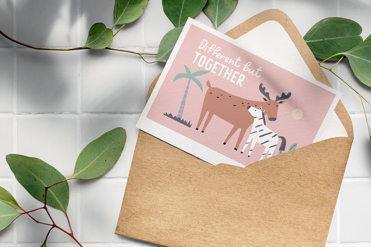 Cute childish cards with animals set, an Animal Illustration by Good Studio (Photo 10 of 12)