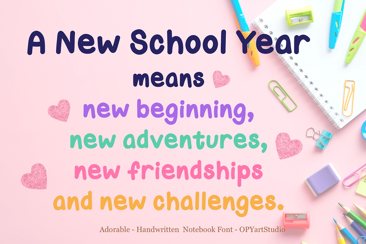 Adorable Notebook - Handwriting Font, a Font by OPY ArtStudio (Photo 5 of 5)