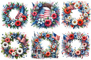 Watercolor 4th of July Wreath Clipar, an Illustration by Sublimation Artist (Thumbnail 2 of 6)