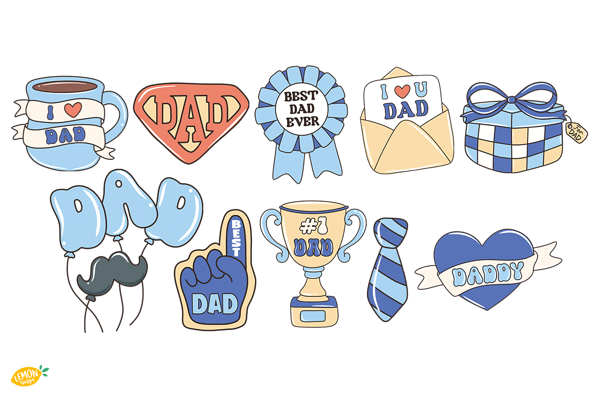 Retro Father's Day PNG Clipart, a Seasonal Illustration by LemonDesign (Photo 2 of 3)