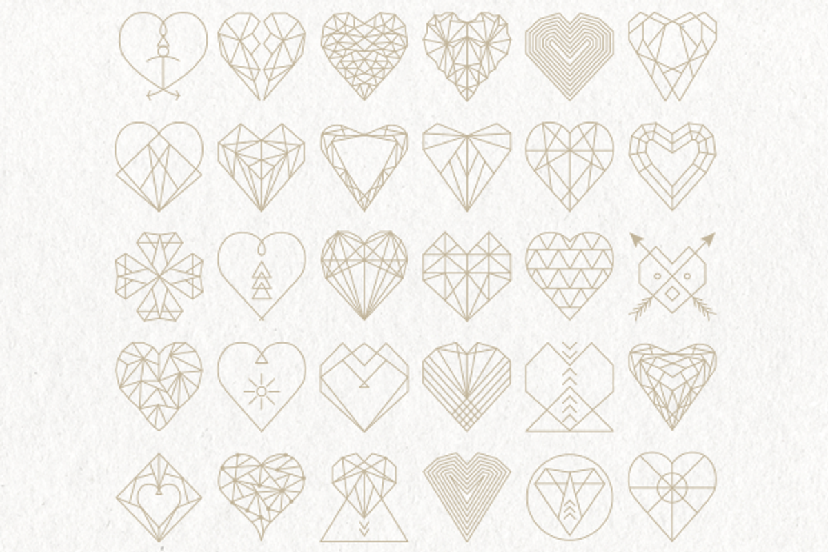 30 Geometric Heart Shapes Symbols preview 2