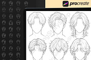 180 Male Hair Procreate Stamps, a Brush Add-On by DrawingStoryShop (Thumbnail 5 of 6)